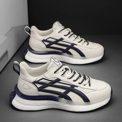 New casual popcorn men's shoes, versatile sports shoes with leather and fabric, spring and summer casual shoes, personalized breathable dad shoes