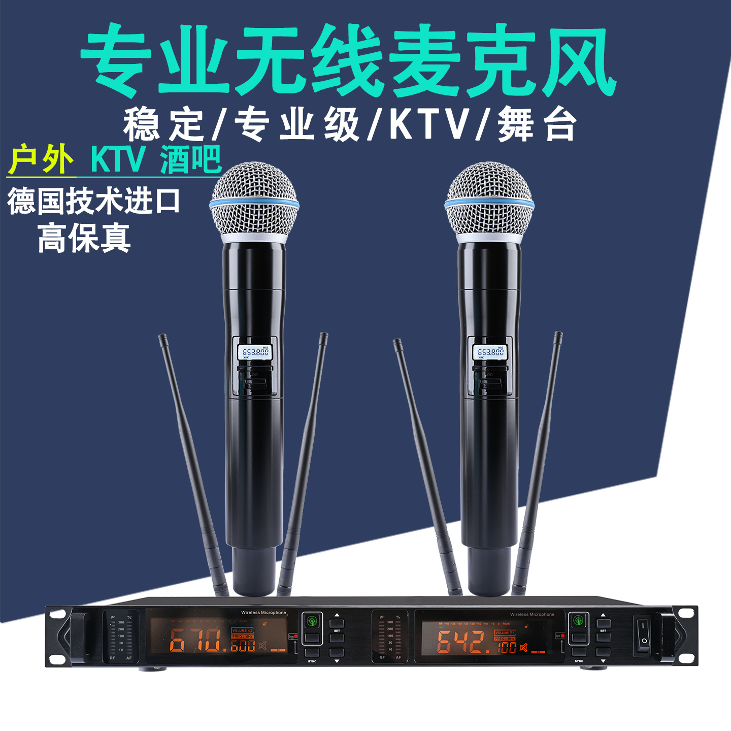 Traditional True Diversity Professional Wireless Microphone for Stage Performance, Home Ktv, One-To-Two, Four-To-One School Playground Microphone