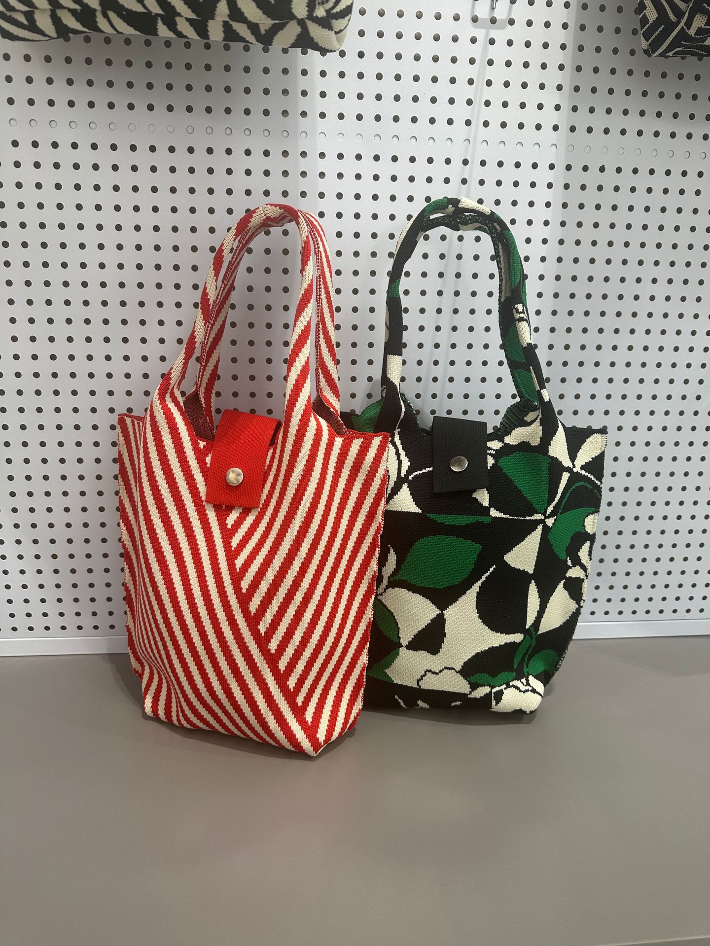 Geometric Knit Structured Large Capacity Basket Tote Bag 19