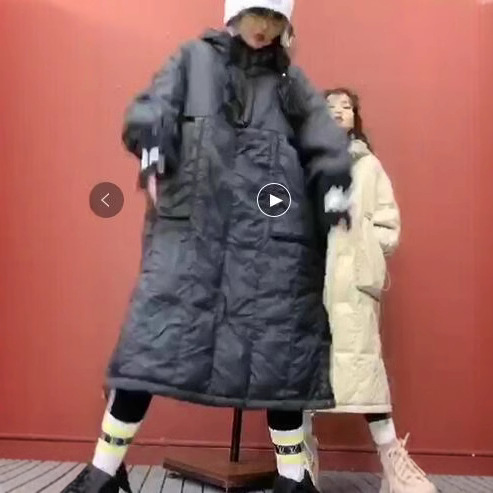 9259大爱美依缘2023冬季新款双帽加长款棉服宽松韩版套头半拉链潮