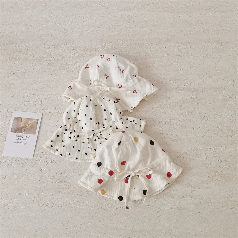 Chapéu de sol para bebé em gaze de algodão com estampado urso_voghion.com