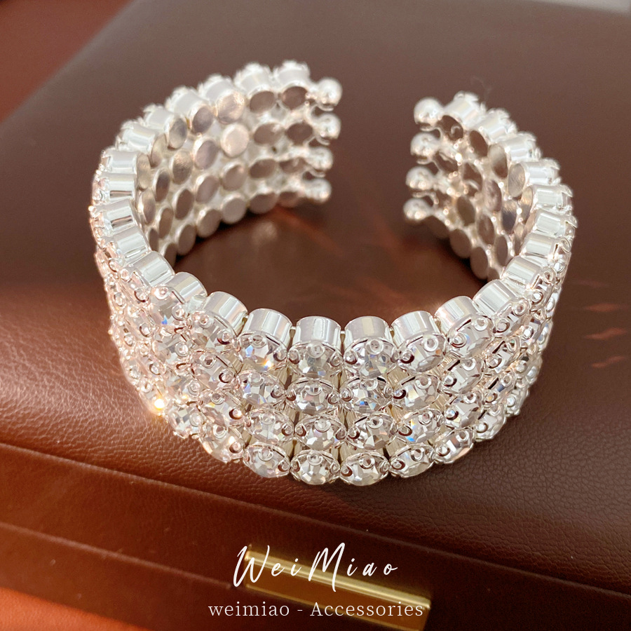 Europa y los Estados Unidos transfronterizos diamantes abertura redonda pulsera nicho exagerado temperamento pulsera de moda alta sensación ligera joyas de lujo para mujeres
