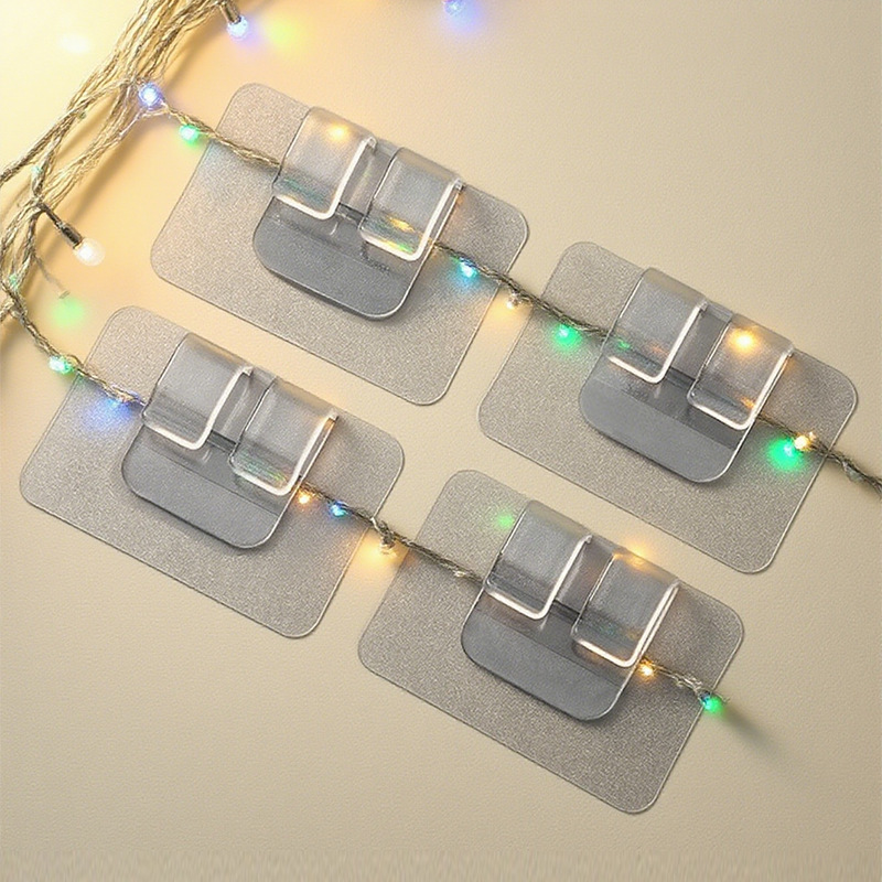 Outdoor String Light Fixed Decorative Hook Sticker Multi-Functional Acrylic Transparent Cable Organizer Storage Rack Hook Foot Pad Buckle