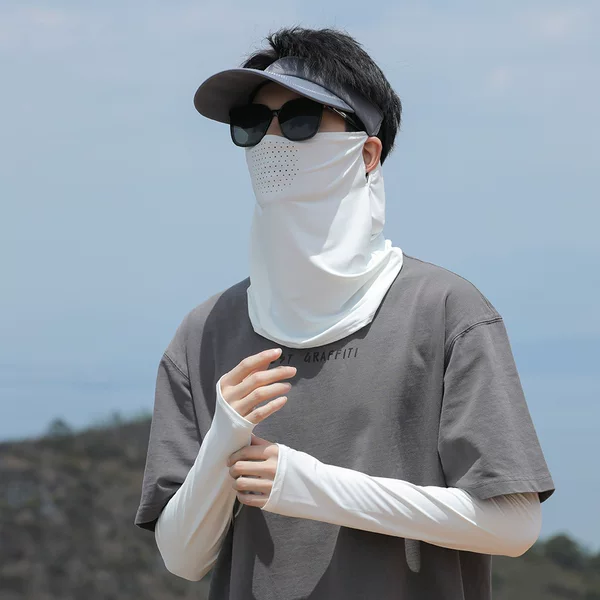 UPF50 Women's Summer Sunscreen Mask Men's Full Face Headscarf Outdoor Scarf Set Men's Cycling Equipment Bicycle Trendy