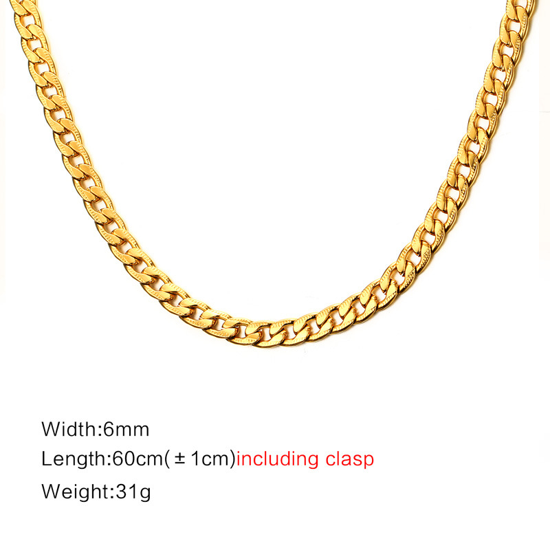 37g Weight Vacuum Plating Gold Plating Process Necklace Classification 201 Stainless Steel Chain Material 1 Piece Quantity Simple Style U Shape Stainless Steel Titanium Steel Plating Men'S Necklace