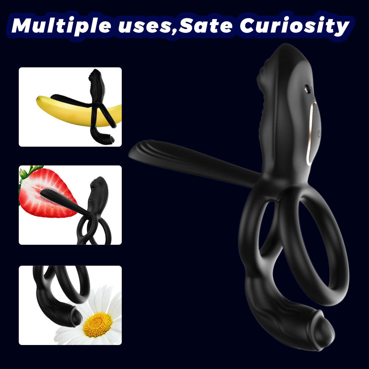 App-Controlled Vibrating Lock Ring with Remote, Dual Rings, Liquid Silicone, Prostate Toy — detail image 13