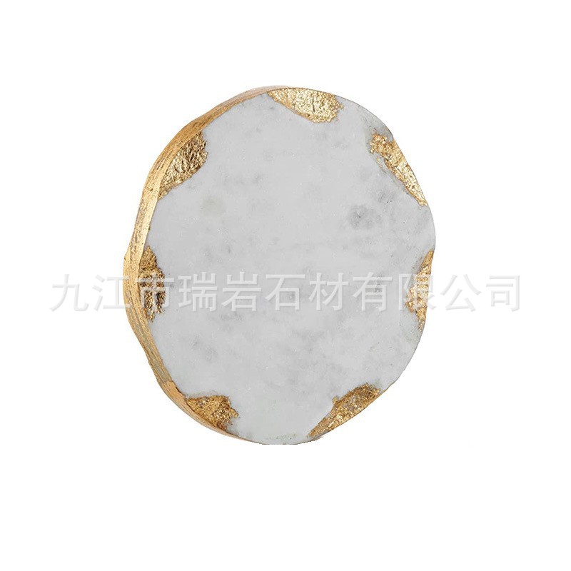 Fabricantes al por mayor almohadillas de taza de mármol natural borde de plata cuadrado cubierta de almohadillas de taza redonda Amazon transfronterizo exclusivo