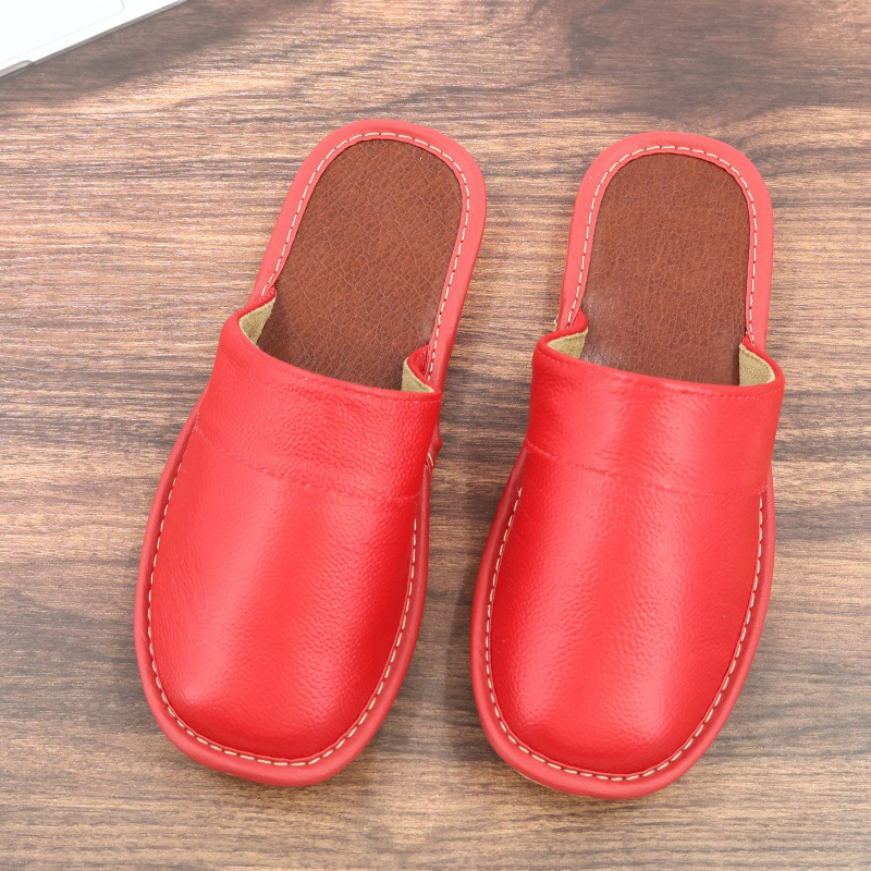 Manufacturer's Thickened Cowhide Sole Home Gift Slippers for All Seasons, Men and Women, Household Thickened Pure Cowhide Couple's All-Season Leather Slippers