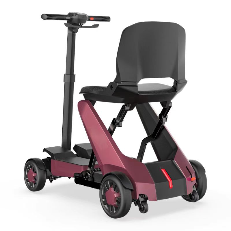 Mobile Phone Remote-Controlled Foldable Aluminum Alloy Electric Four-Wheeler That Can Be Taken on a Plane and Used in the Cabin as a Foldable Mode of Transportation
