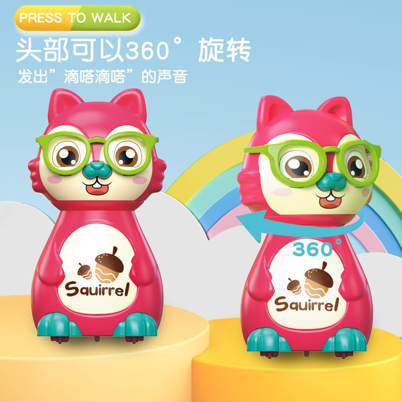 Douyin Internet Celebrity Children's Push Toy Car Baby Cartoon Cute Squirrel Inertia Pull-Back Scooter Factory Wholesale