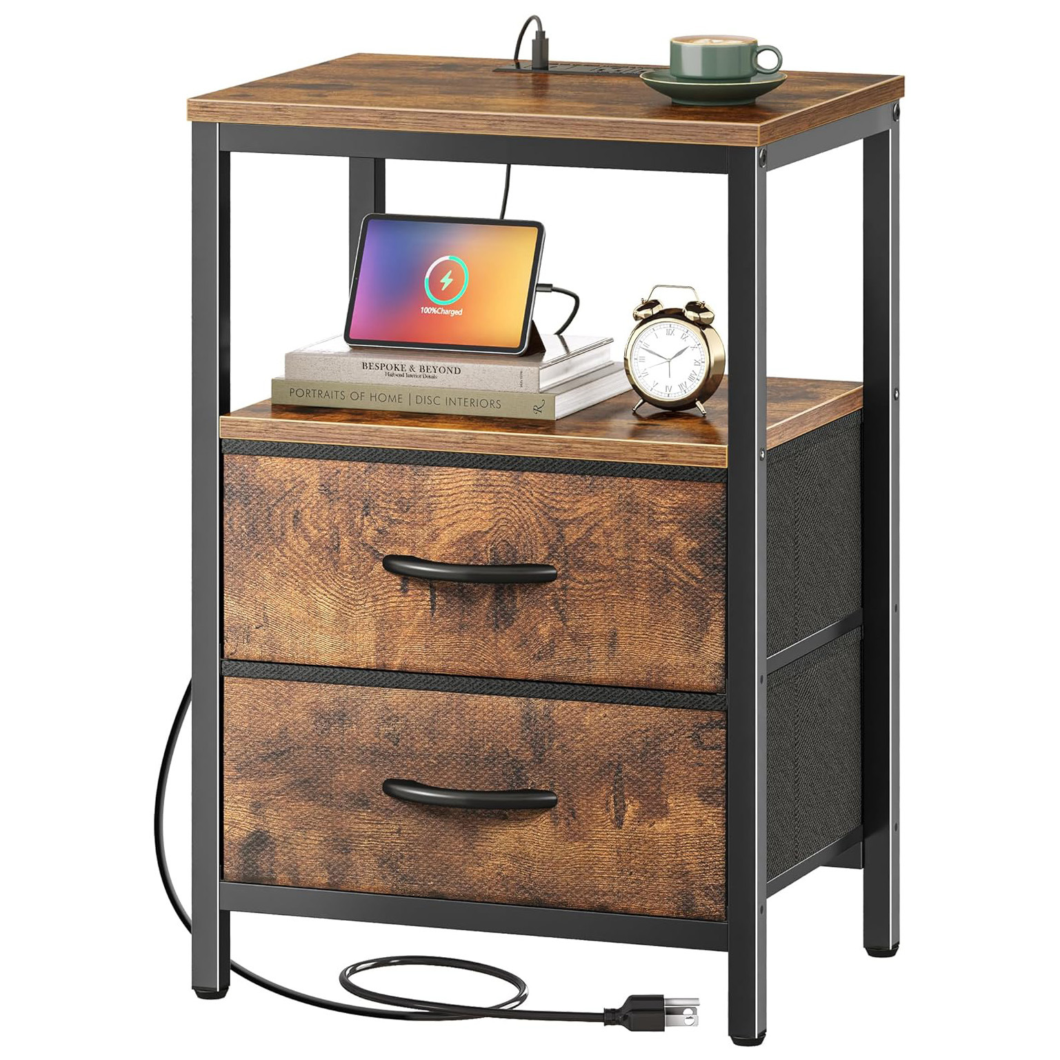 Mesa de té transfronteriza mesa lateral pequeña oficina sala de estar dormitorio mesa de baño estante de madera de hierro esquina