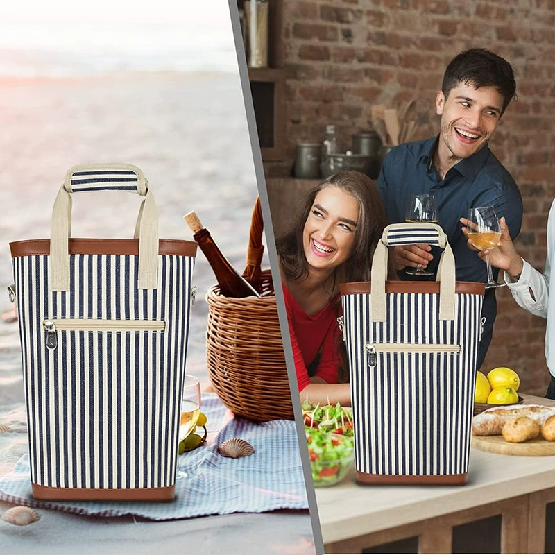 Открытый 2 бутылки ткань Оксфорд портативный круглый бочонок пакет со льдом шампанское вино красное вино сумка холодная изоляционная сумка для пикника