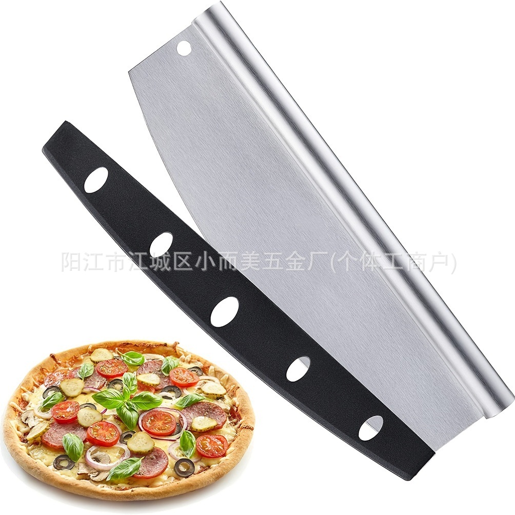 Fabricantes transfronterizos suministran cuchillo de pizza de acero inoxidable cuchillo de pizza de media luna cuchillo de pastel cortador herramientas de horneado