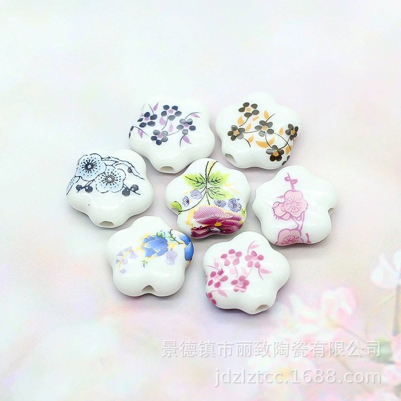 Пятиконечная звезда синие и белые фарфоровые бусины цветок сливы керамический бисер DIY китайский узел браслет ожерелье браслет ювелирные аксессуары