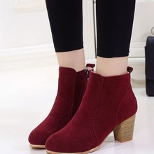 hoen   autumn fashion women thick heel zipper boots plus