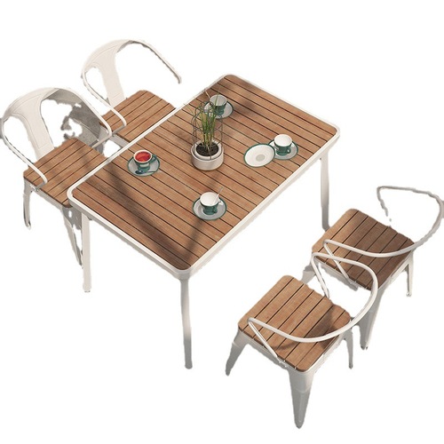 Outdoor table and chairs courtyard open-air plastic wood outdoor tables minimalist villa garden balcony leisure entrance table and chair set