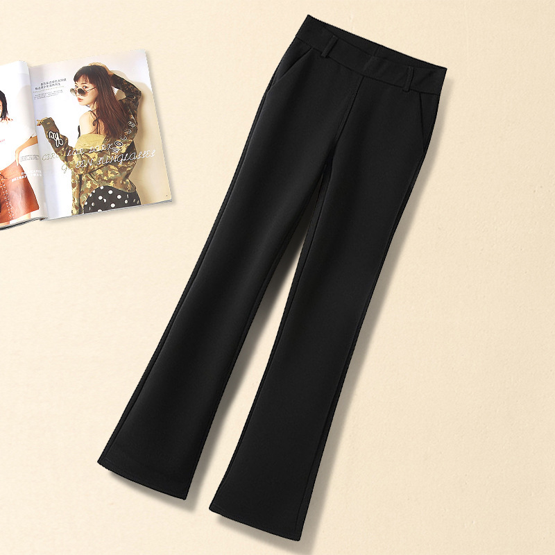 High-Waisted Flared Pants for Women, Autumn 2025 New Black Suit Pants, Casual Pants, Elastic Cropped Bell-Bottom Pants