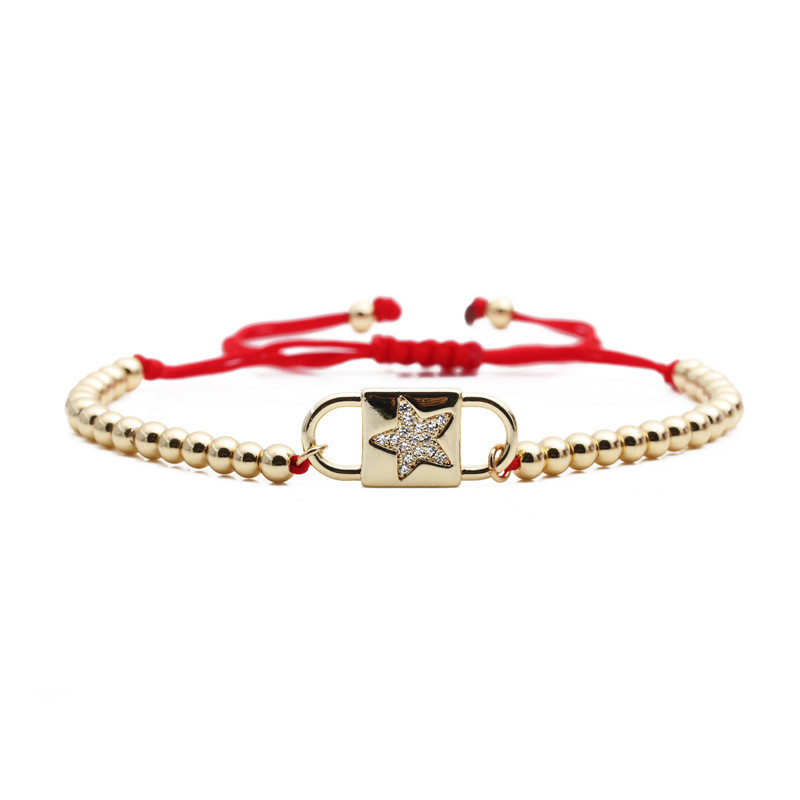 New Style Zircon Star Kupferperle Red String Verstellbares Armband display picture 2