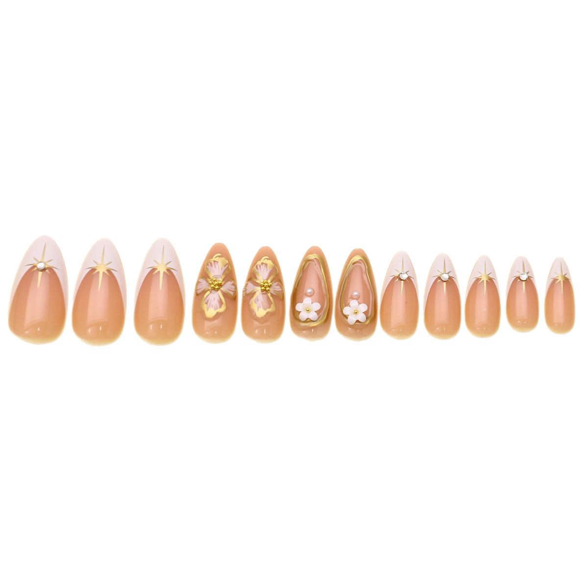 Uñas para uñas, parche de uñas simple para llevar, uñas postizas de diamantes franceses, uñas de flores, uñas al por mayor