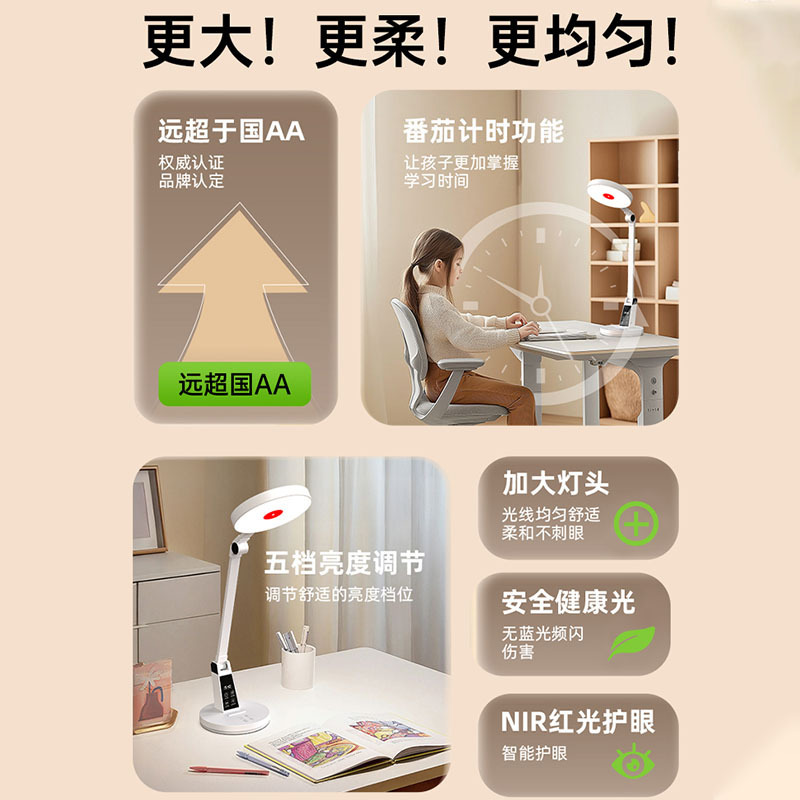 目の保護、勉強、子供や学生の宿題、読書、充電、プラグイン、寮の寝室、LED超高輝度用のテーブルランプ|undefined