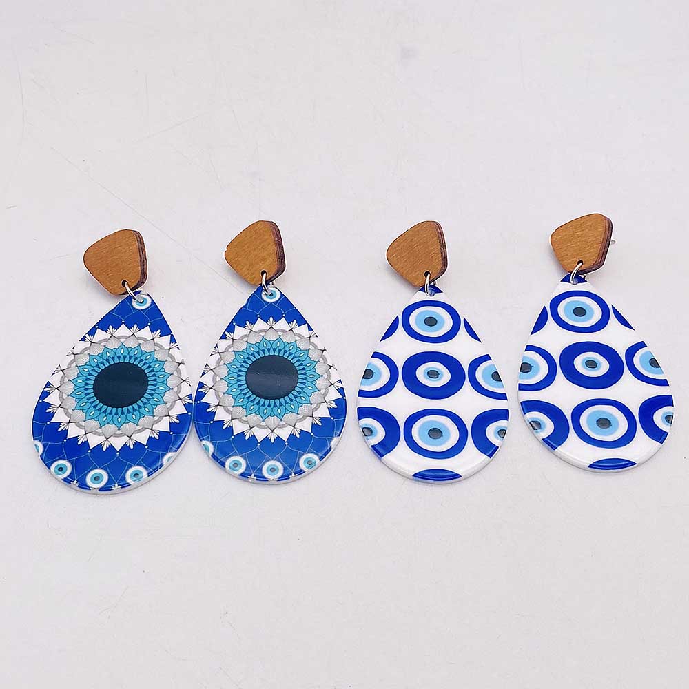 1 Pair Casual Simple Style Devil's Eye Water Droplets Arylic Drop Earrings display picture 1