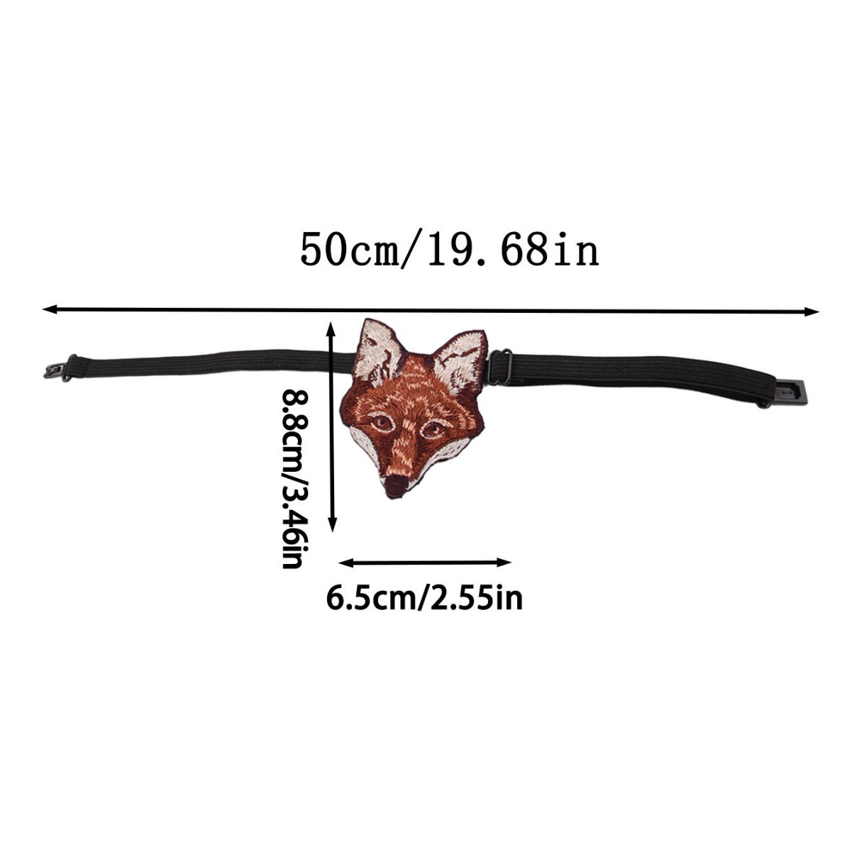 Papillon ricamato con testa di volpe da donna accessorio moda_voghion.com