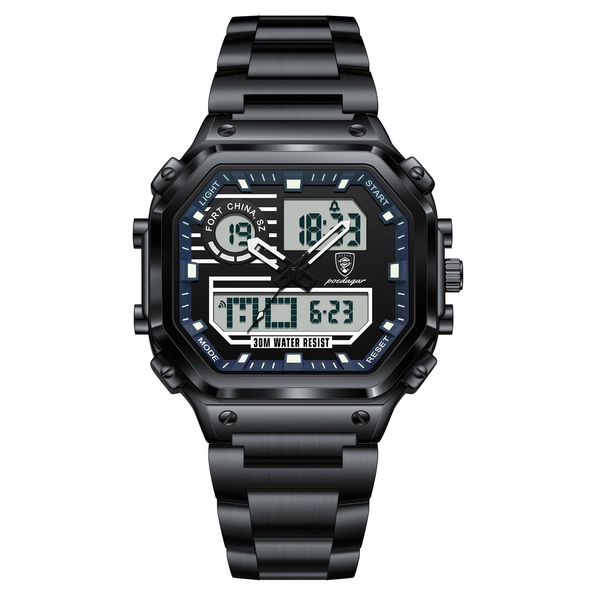 POEDAGAR / PEDAGAR multifuncional impermeable nocturna reloj electrónico de moda para hombres reloj en vivo de comercio exterior explosión