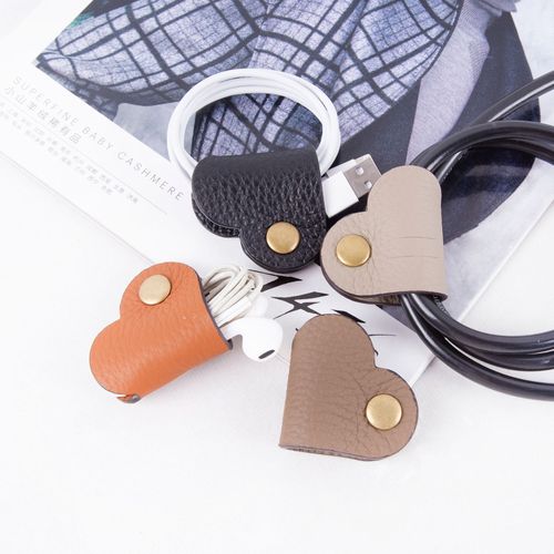 Export Foreign Trade Portable Headphone Storage Line Little Red Book Blogger Ins Handmade Top Layer Cowhide Data Line Binding Tape 
