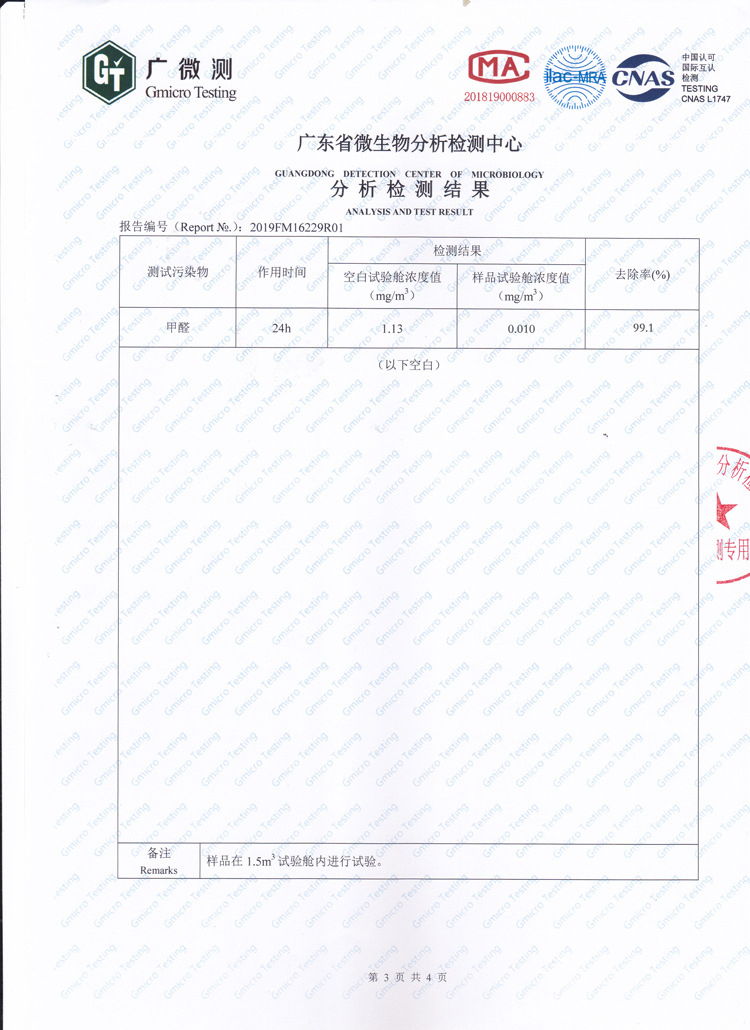 除甲醛异味二合一检测报告3