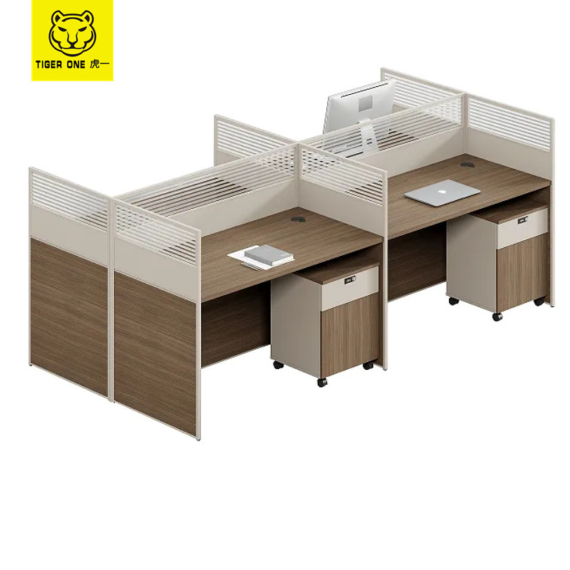 Tiger One Screen Office Desk Staff Workstation Computer Desk Partition Financial Desk Corner L-Shaped Sky Cherry Color