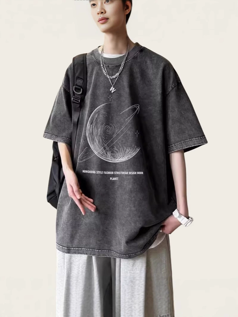 Хлопковая футболка с коротким руqавом, oversize, американский стиль