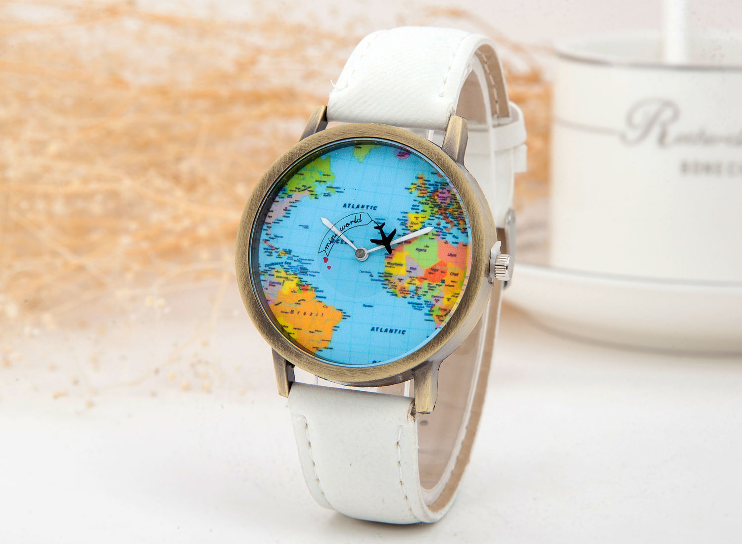 Hot selling circling the earth, cowboy belt watch, antique copper aircraft map belt, men's and women's watch_voghion.com
