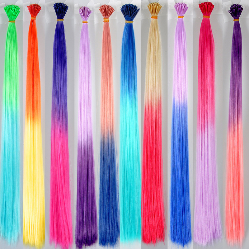 Cross-Border Amazon Color Hair Extensions Wig Women's Seamless Invisible Hair Extensions High Temperature Silk Gradient Stick Hair Wholesale