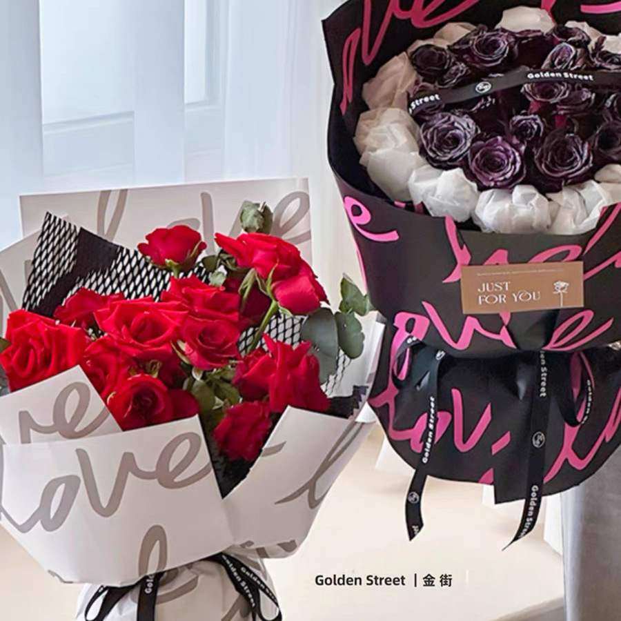 Papel de embalaje de flores de amor grosso impermeable con película de pluma de papel de embalaje de ramo de flores materiales de florista