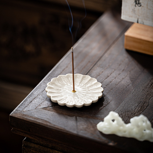 Creative Ceramic Incense Stand, Home Use Indoor Zen Sandalwood Sandalwood Incense Burner with Flower Plate Incense Tray