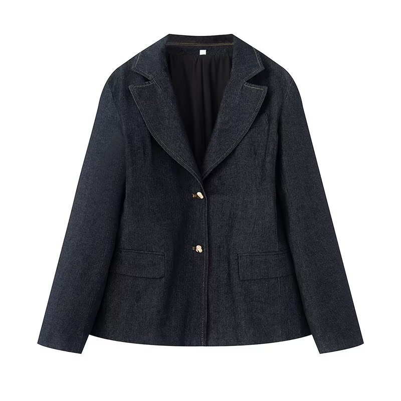 European and American cross-border women's character wholesale women's simple waist Denim suit jacket casual pants suit