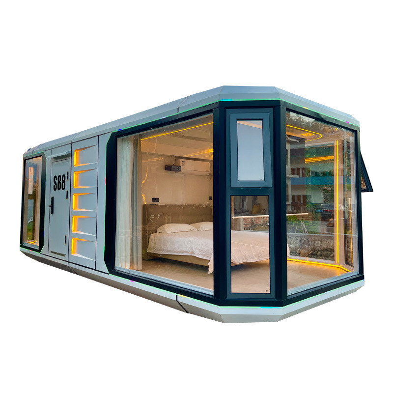Cápsula espacial, casa pequeña móvil para exteriores, terraza acristalada, zona panorámica, alojamiento, apartamento pequeño, instalación rápida, habitación de alojamiento en zona panorámica