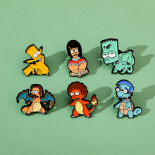 卡通创意搞怪个性宝可梦宠物小精灵金属徽章辛普森一家合金胸针