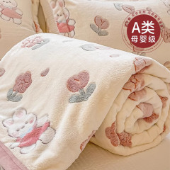クラス A 増粘ミルクベルベットベッドシーツブランケットシングル昼休みソファカバーブランケット暖かいコーラルフランネルシーツ 1.5m