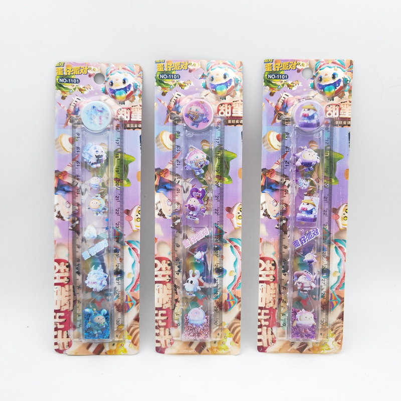 Valor facial alto 30cm alargado regla de arena flotante plegable con líneas onduladas lindas para estudiantes especiales de dibujos animados regla recta