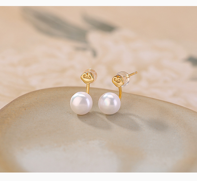 Khuyên tai bạc S925 mạ vàng đính đá thủy ngọc hồng mã não hình tròn — Thanh Thủy Ngọc chi tiết 7
