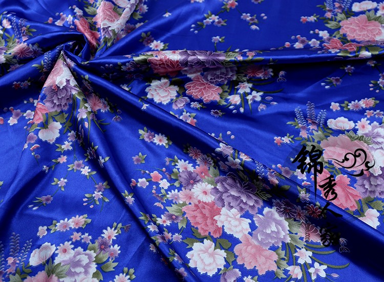 tela de seda impresa de flores tela de seda ropa antigua tela de prenda de ropa china tela de impresión de flores de plantas DIY