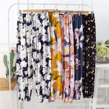 女士夏季冰丝灯笼裤成人沙滩裤长裤时尚休闲宽松高腰舒适睡裤