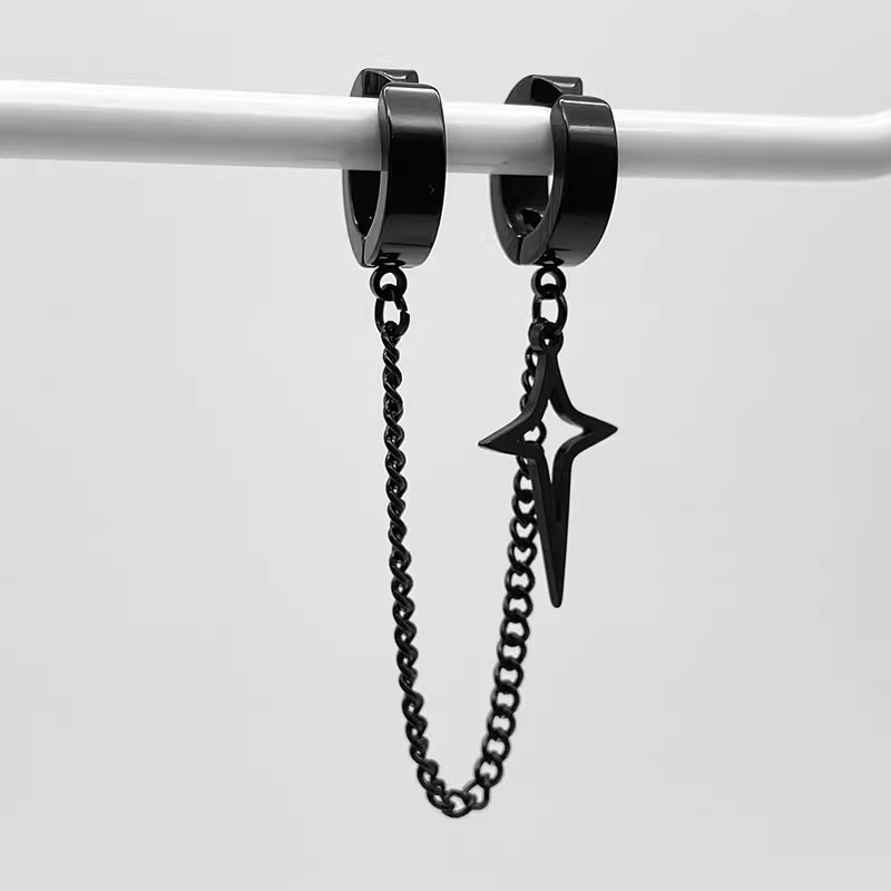 Black dual ear clip single