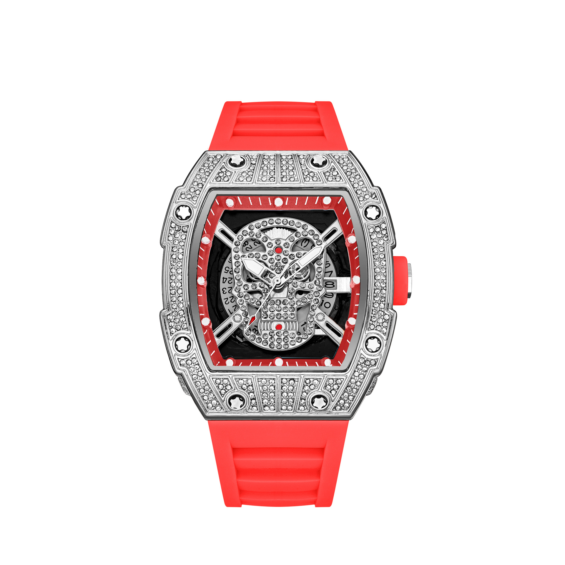 Men's Quartz Watch Starry Sky Diamond Studded Gold Ghost Head Design_voghion.com