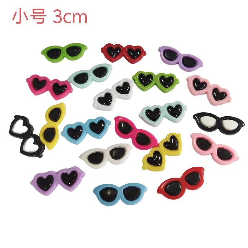 Factory resin sunglasses 3cm semi-finished decorative accessories multi-color Joker heart oval glasses accessories wholesale