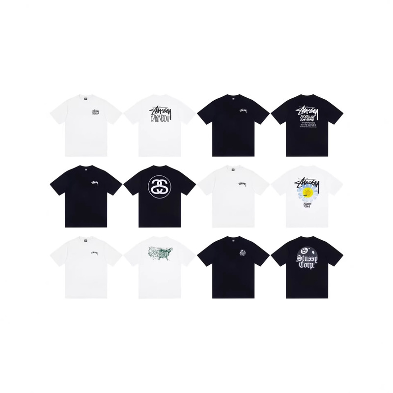 Cross-Border High-Quality Stussy In-Stock Creative and Fun Patterned Logo Letter Print Pure Cotton Short-Sleeve T-Shirt Cross-Border High-Quality Stussy In-Stock Creative and Fun Patterned Logo Letter Print Pure Cotton Short-Sleeve T-Shirt