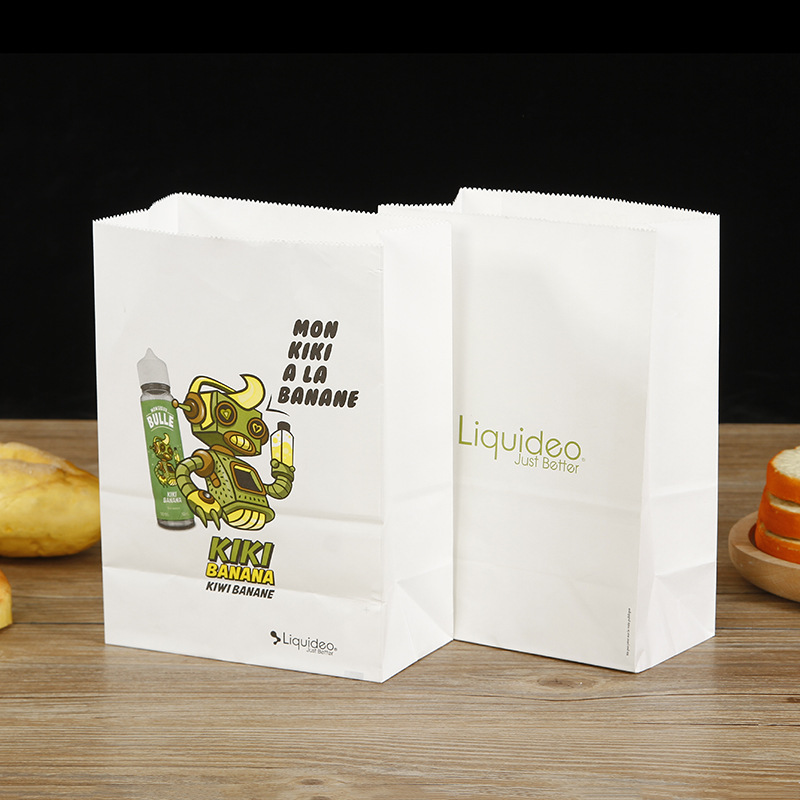 厂家直供烘焙包装袋定做双面印刷白牛皮纸袋平口牛皮方底纸袋定制