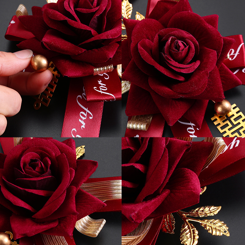 boda flores de pecho boda boda suministros de bodas novio y novia 2025 conjunto completo de padres de la familia dama de honor simulación floral