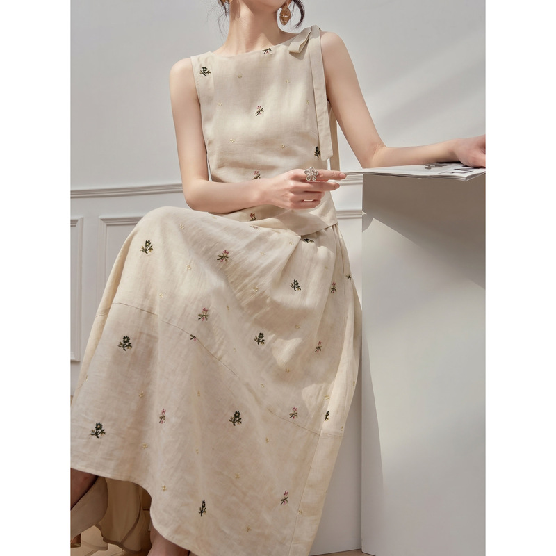 2026 New Women's Summer Lace-Up Sleeveless Linen Top and Skirt, Very Beautiful and Stylish Two-Piece Set 2026 New Women's Summer Lace-Up Sleeveless Linen Top and Skirt, Very Beautiful and Stylish Two-Piece Set